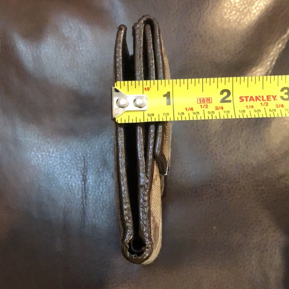 W GUCCI GG Trifold Canvas Jacquard Wallet Brown Leather Coin Purse Credit Cards - Picture 8 of 17